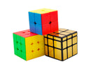 D ETERNAL MoYu Speed Cube Combo Set of 2X2 3x3 and Gold Mirror High Speed Stickerless Cube