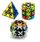 D ETERNAL QiYi Gear Cube Combo Set of Sphere Pyraminx and Cylinder Shaped Speed Magic Cube Puzzle (Tiled)