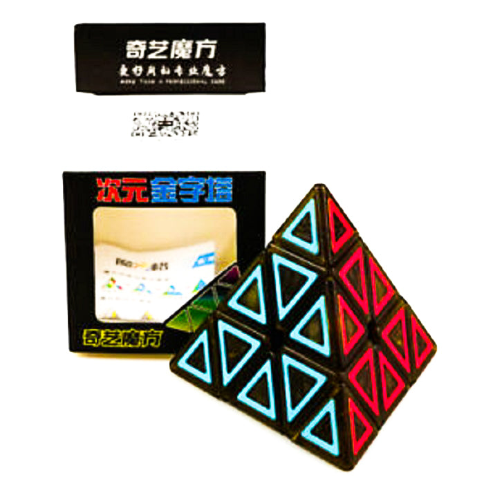 D ETERNAL Qiyi Dimension Pyramid Cube 3x3 High Speed Stickerless Triangle Pyraminx Puzzle Cube